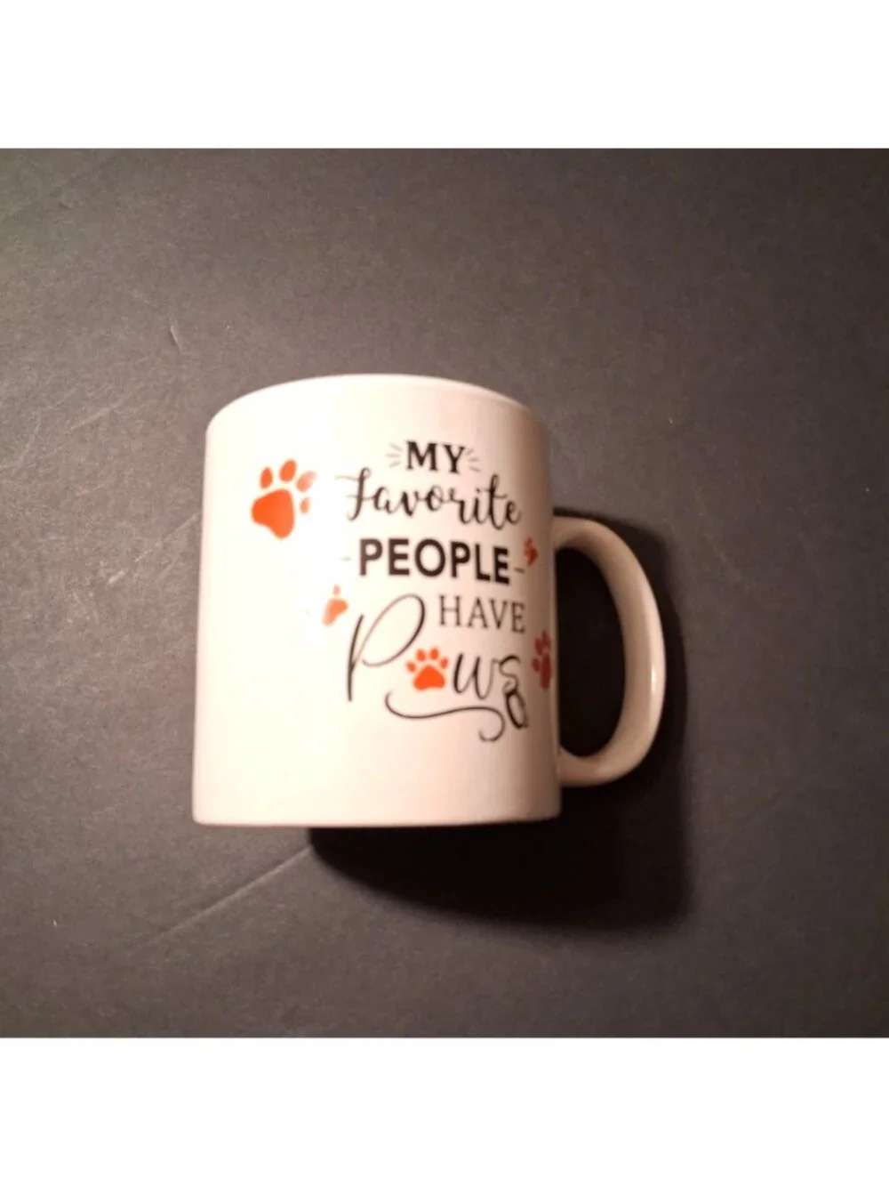 My Favorite People Have Paws Ceramic Mug White With Orange Paw Prints 11 Oz